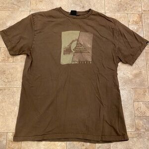 Vintage Quicksilver T Shirt Mens L Brown Surfwear Graphic Tee Skater Grunge Y2K